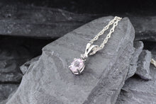 Load image into Gallery viewer, Sterling Silver Pink Sapphire & Diamond-Cut White Sapphire Drop Pendant