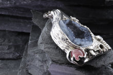 Load image into Gallery viewer, Sterling Silver Psilomelane Set With Pink Tourmaline, 18rope chain, View #4