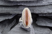 Load image into Gallery viewer, Sterling Silver Ring Set With Oval Cabochon Dinosaur Bone, View #1