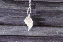Load image into Gallery viewer, Sterling Silver Satin Finish Aspen Leaf Pendant Set, View #3