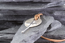 Load image into Gallery viewer, Sterling Silver Wandering Saints Embossed Cross Pendant With Leather Necklace, View #4