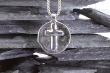 Load image into Gallery viewer, Sterling Silver Wandering Saints Embossed Cross Pendant, View #1