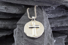 Load image into Gallery viewer, Sterling Silver Wandering Saints Embossed Cross Pendant, View #2