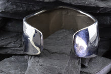 Load image into Gallery viewer, Textured Sterling Silver Cuff Bracelet with Psilomelane Druzy, View #4