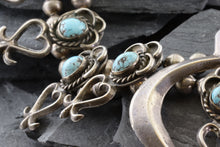 Load image into Gallery viewer, Turquoise and Sterling Silver Squash Blossom Necklace, View #2