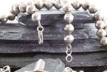 Load image into Gallery viewer, Turquoise and Sterling Silver Squash Blossom Necklace, View #5