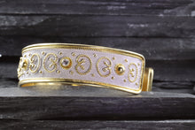 Load image into Gallery viewer, Two Tone 18k Yellow Gold Plated Sterling Silver Cuff Bracelet Set With 5 Synthetic Stones, View #3