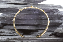 Load image into Gallery viewer, Two Tone 18k Yellow Gold Plated Sterling Silver Cuff Bracelet Set With 5 Synthetic Stones, View #5