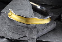 Load image into Gallery viewer, Two Tone Sterling Silver Satin & Polished Bangle Bracelet With One Trillian Amethyst, View #2