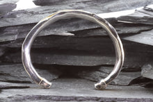 Load image into Gallery viewer, Two Tone Sterling Silver Satin & Polished Bangle Bracelet With One Trillian Amethyst, View #6