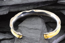 Load image into Gallery viewer, Two Tone Sterling Silver Satin & Polished Bangle Bracelet, View #3