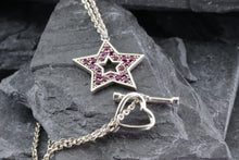 Load image into Gallery viewer, White Platinum And Sterling Silver Star Pendant Set With 20 Round Sapphires, View #5