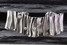 Load image into Gallery viewer, White Sterling Silver Cuff Bracelet With Fresh Water Pearls, View #4