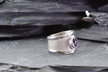 Load image into Gallery viewer, White Sterling Silver Ring Featuring Oval Amethyst