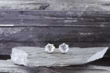 Load image into Gallery viewer, White Sterling Silver Stud Earrings With 2 Round White Topaz, View #1