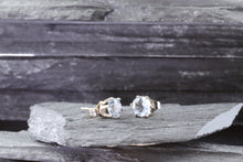 Load image into Gallery viewer, White Sterling Silver Stud Earrings With 2 Round White Topaz, View #2