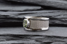 Load image into Gallery viewer, White Sterling Silver Satin & Polished Contemporary Ring With One Oval Peridot, View #4