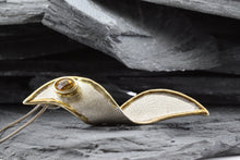 Load image into Gallery viewer, Two Tone Sterling Silver Satin & Polished Slide Pendant With One Oval Citrine, View #2