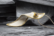 Load image into Gallery viewer, Two Tone Sterling Silver Satin & Polished Slide Pendant With One Oval Citrine, View #3