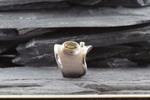 Load image into Gallery viewer, Sterling Silver Satin & Polished Contemporary Ring With One Oval Citrine And One Round Diamond., View #3