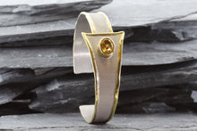 Load image into Gallery viewer, Sterling Silver W 18K Yellow Gold Plate Satin & Polished Bracelet With One Oval Citrine, View #2