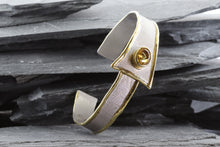 Load image into Gallery viewer, Sterling Silver W 18K Yellow Gold Plate Satin & Polished Bracelet With One Oval Citrine, View #3