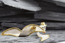 Load image into Gallery viewer, Lady's Two Tone Sterling Silver Satin & Polished Bezel Set Earrings With 2 Oval Citrines, View #2