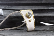 Load image into Gallery viewer, Two Tone Sterling Silver Satin & Polished Bezel Set Pendant With 1YIA Round Diamond And 1 Oval Aquamarine., View #2