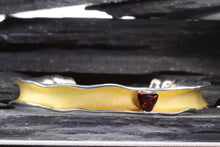 Load image into Gallery viewer, One Sterling Silver Satin & Polished Bangle Bracelet With One Trillian Garnet, View #4