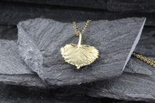 Load image into Gallery viewer, 14 K Yellow Gold Hand Crafted Aspen leaf Pendant Necklace, Image #2
