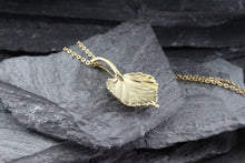 Load image into Gallery viewer, 14 K Yellow Gold Hand Crafted Aspen leaf Pendant Necklace, Image #3
