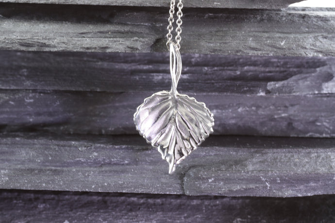 Sterling Silver Hand-Crafted Aspen Leaf Pendant Necklace, 20