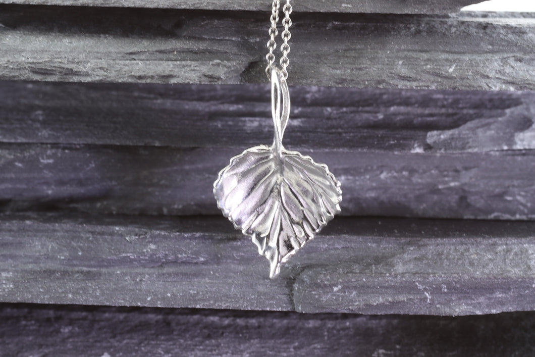 Sterling Silver Hand-Crafted Aspen Leaf Pendant Necklace, 20