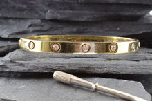 Load image into Gallery viewer, 14K Gold Love Bracelet Set With White Diamonds Including A Silver Screwdriver, View #1
