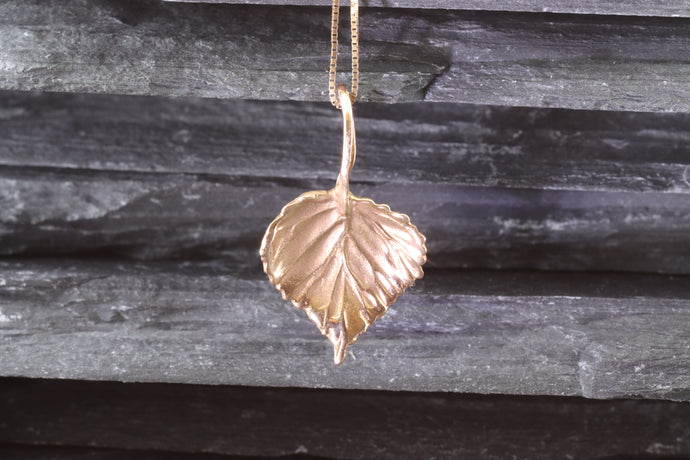 14K Rose Gold Aspen Leaf Pendant On A 14K Rose Gold Chain, View #1