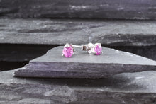 Load image into Gallery viewer, 14K W Prong Set Earring Set With Round Pink Sapphires, View #2
