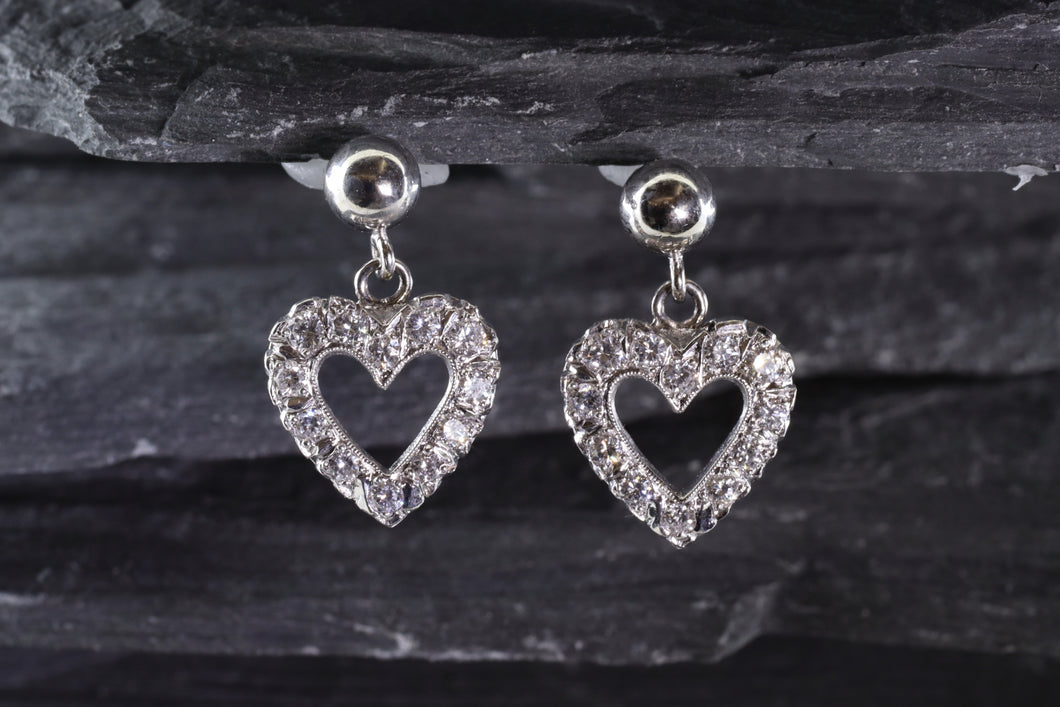 14K White Gold Earrings Set With 10 White Diamonds And 2 White Diamonds, View #1