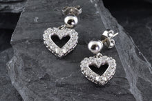 Load image into Gallery viewer, 14K White Gold Earrings Set With 10 White Diamonds And 2 White Diamonds, View #2
