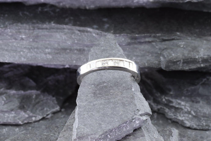 14K White Gold Ladies Band Set With Baguette and Princess Cut Diamonds, View #1