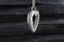 Load image into Gallery viewer, 14K White Heart Shaped Pendant Set With 21 White Diamonds On 18 14K White Rope Chain
