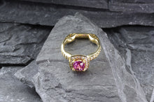 Load image into Gallery viewer, 18K Ballerina Fashion Ring With One Cushion Pink Sapphire And 34 Round Diamonds
