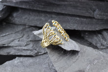 Load image into Gallery viewer, 18K Gold Contemporary Embrace Ring, with Blue, White, &amp; Purple Diamonds, View #2
