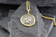 Load image into Gallery viewer, 18 Karat Yellow Gold Bezel Set And Ancient Greek Coin Pendant, Athina, View #6
