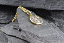 Load image into Gallery viewer, 18 Karat Yellow Gold Bezel Setting With A Silver Ancient Greek Coin Pendant, Larissa, View #3
