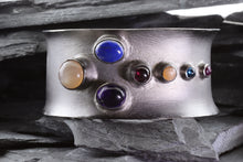 Load image into Gallery viewer, Blackened Sterling Silver Cuff Set With Multi Color Natural Stones, View #1
