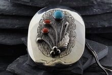 Load image into Gallery viewer, Engraved SS Pendant Set With Turquoise And Coral, 18&quot; Chain, View #2
