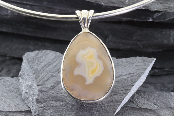Free Form Agate and Sterling Silver Pendant, View #1