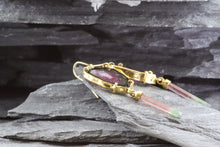 Load image into Gallery viewer, Handmade 18K Gold Watermelon Tourmaline Drop Earrings, View #4
