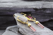 Load image into Gallery viewer, Handmade 18K Gold Watermelon Tourmaline Earrings, View #2
