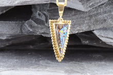 Load image into Gallery viewer, Handmade One Of A Kind 14 K Yellow Gold Pendant With One Free-Form Bezel Set Boulder Opal, View #2
